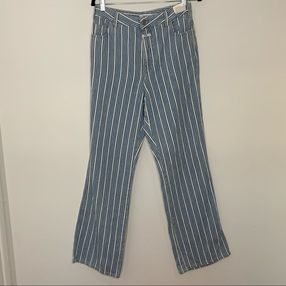 New Closed Denim Kathy light blue pinstripe high rise wide leg jeans Size 29 - Picture 3 of 8